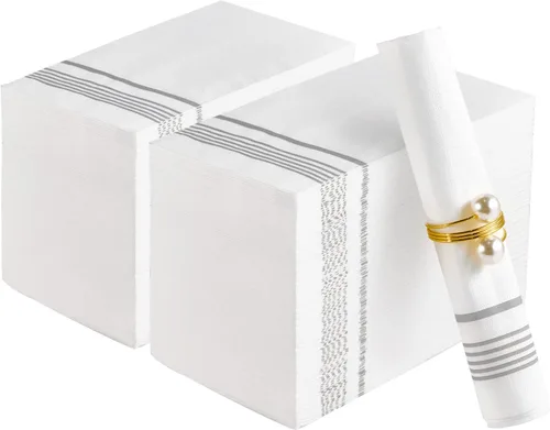 Paquete de 200 servilletas de papel desechables para invitados, servilletas de cena de 3 capas de alta calidad, suaves y absorbentes, toallas de