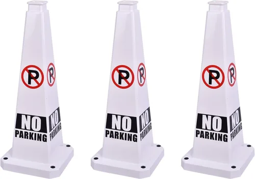 Miniatura 15 de Conos de precaución de 26.5 pulgadas, letreros de seguridad visibles de 4 lados con base de goma pesada, advertencia para prevención de resbalones