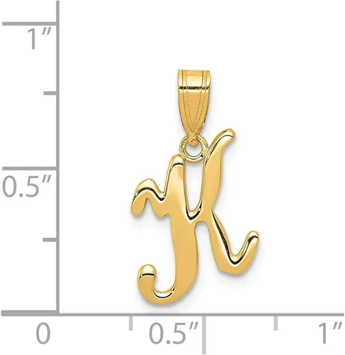 Miniatura 3 de Colgante de letra inicial de oro amarillo macizo de 14 quilates 0709in x 0472in