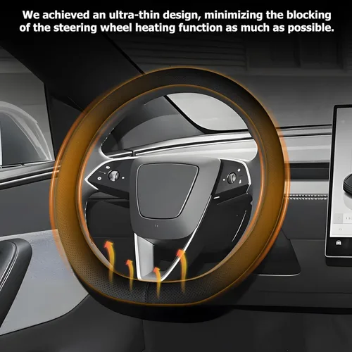Miniatura 7 de Funda universal de cuero de microfibra para volante de 14.5 a 15 pulgadas, fácil de instalar, antideslizante, transpirable, protector de volante