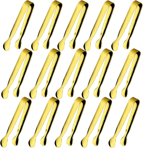 Miniatura 8 de Sunenlyst - Juego de 6 pinzas de hielo de acero inoxidable de 4.25 pulgadas, pinzas para servir y pequeñas pinzas de cocina para aperitivos, fiesta