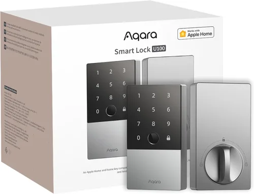 Aqara Smart Lock U100, cerradura inteligente sin llave con huella dactilar para puerta con Apple Home Key, teclado táctil, cerrojo electrónico