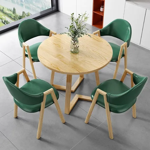 Miniatura 15 de YVYKFZD Office Reception Room Club Table and Chair Set, Simple Kitchen Dining Table Set for 4, Round Conference Table with Metal Legs, Small Cyan