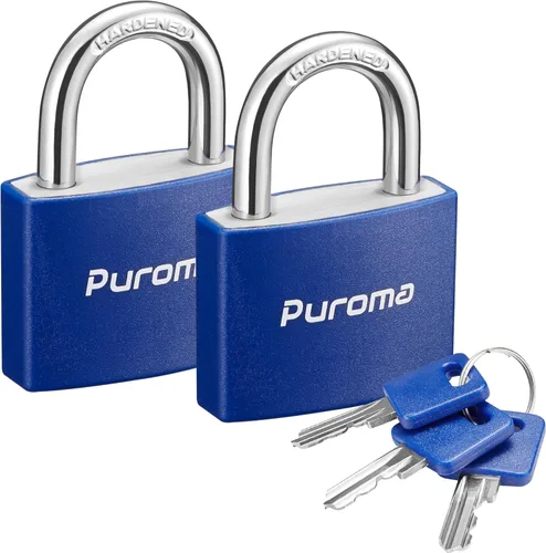 Miniatura 8 de Puroma Candado con llave, 1 paquete de cerraduras de aluminio con 2 llaves iguales, cerradura de casillero de 7/8 pulgadas, candados pequeños