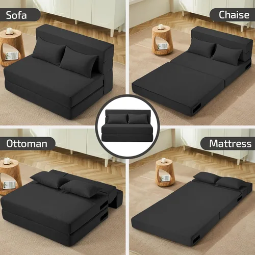 Miniatura 5 de SUYOLS Sofá Cama Plegable con Almohadas - Silla Convertible Sofá de Piso y Colchón para Dormir, Sleeper de Espuma Viscoelástica Plegable para Sala