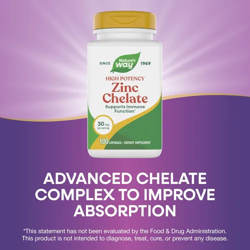Miniatura 4 de Nature's Way Quelato de zinc, apoya la función inmunológica*, 30 mg por porción, 100 cápsulas