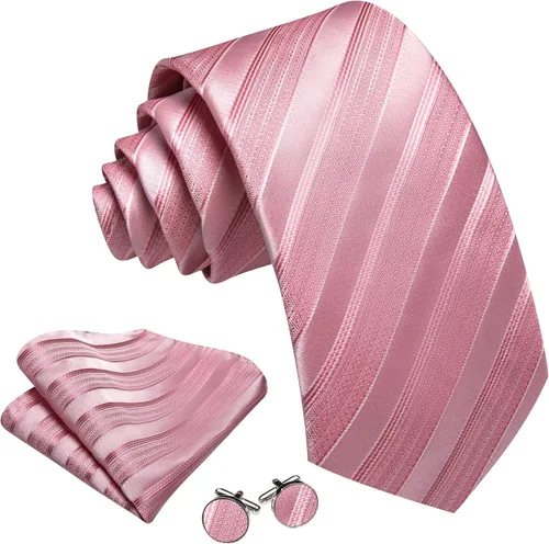 Miniatura 242 de Barry.Wang Juego de corbatas para hombre, corbata de seda a rayas, tejido a cuadros, gemelos formales, negocios, boda