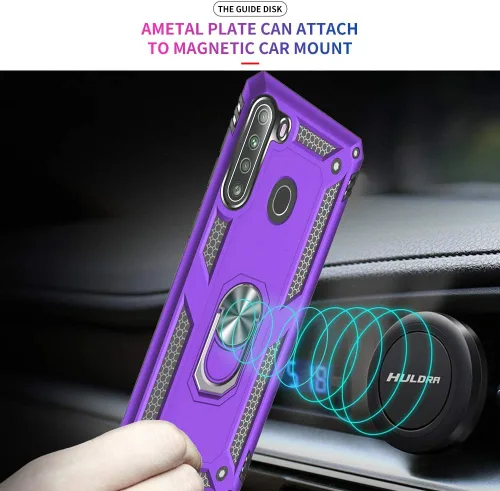 Miniatura 6 de Samsung A21 - Funda para teléfono Galaxy A21 con protector de pantalla, funda protectora de grado militar con anillo para Samsung Galaxy A21 (negro)