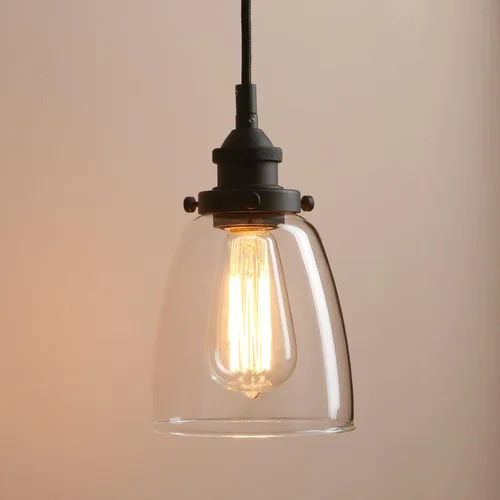 Miniatura 7 de Lámpara Pathson de techo, con forma de óvalo, estilo rústico retro, diámetro de 5.6”, con tapa de base de metal y cordón de tela ajustable, diseño