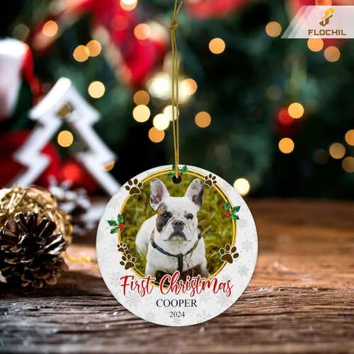 Miniatura 5 de FLOCHIL Adornos de Navidad personalizados para perros, nombre de foto personalizado para árboles de Navidad, primeros adornos de Navidad para Foto