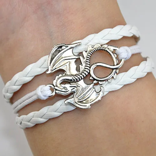 Miniatura 2 de Ac Union Pulsera de cuero hecha a mano con dije de símbolo de infinito alas de ángel búho mariposa tortuga ancla aves corazones