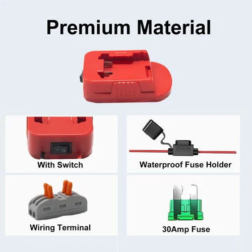 Miniatura 3 de Paquete de 2 adaptadores de batería Power Wheels para adaptador de batería Milwaukee M18, 6 fusibles de 30 A, 2 terminales de cable y cable de 12