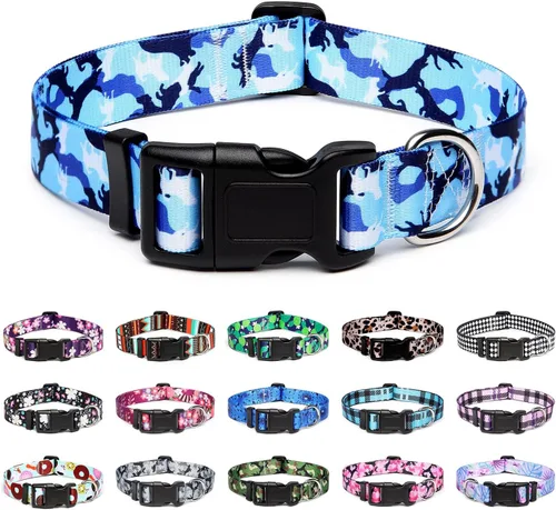 Miniatura 23 de Mercano Collar ajustable para perros - Diseños especiales con patrones, collar suave de nylon cómodo y resistente para perros pequeños, medianos