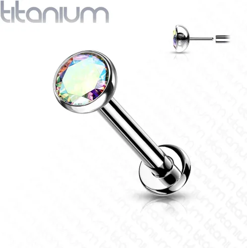 Miniatura 3 de Labret de titanio sin rosca de grado implante, tachuelas de espalda plana, bisel de circonita cúbica para cartílago, Monroe, nariz y más