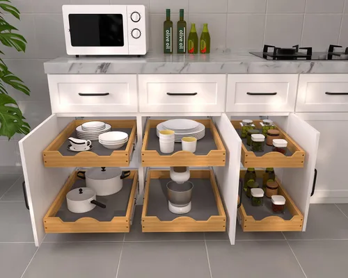 Miniatura 4 de OCG Cajones extraíbles para armarios de cocina de 14 pulgadas de ancho x 21 pulgadas de profundidad, estante de cajón de madera deslizante, estantes