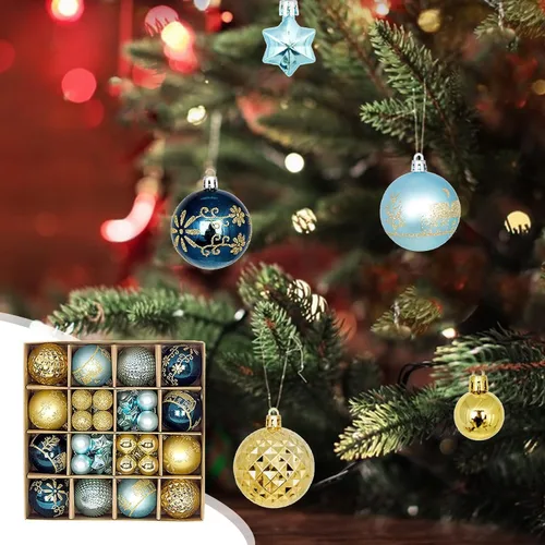 Miniatura 3 de Juego de 44 adornos de bolas de Navidad, adornos de bolas de Navidad inastillables para Navidad, vacaciones, corona y decoraciones de fiestas