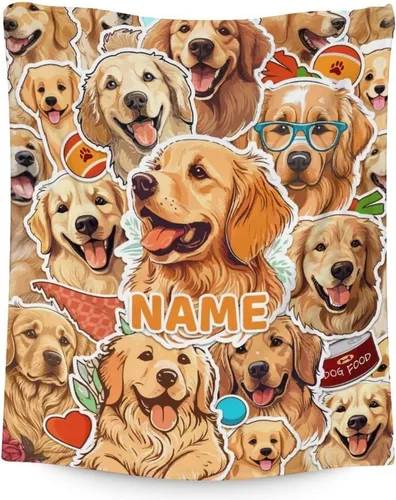 Miniatura 8 de Golden Retriever - Manta de regalo – 40 x 30 pulgadas, bonita manta para niños y niñas, manta negra suave y mullida para regazo y silla