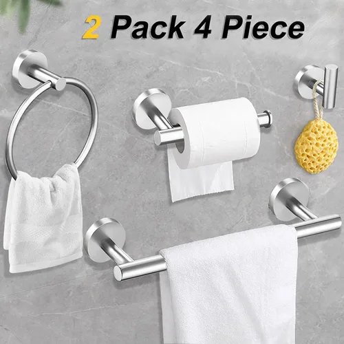 Miniatura 2 de Cilee Juego de 10 accesorios de baño de níquel cepillado, juego de accesorios de baño de níquel cepillado de 16 pulgadas, juego de accesorios