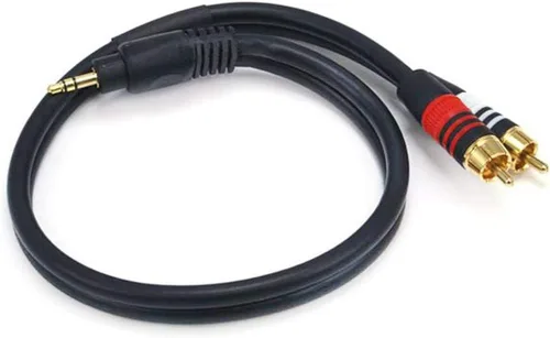 Cable de audio Monoprice - 1.5 pies - Negro | Premium estéreo macho a 2RCA macho 22AWG, chapado en oro