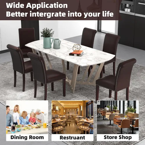 Miniatura 8 de Westice Juego de 8 sillas de comedor tapizadas de tela para cocina, sillas laterales de comedor con ribete de cabeza de clavo y patas de madera