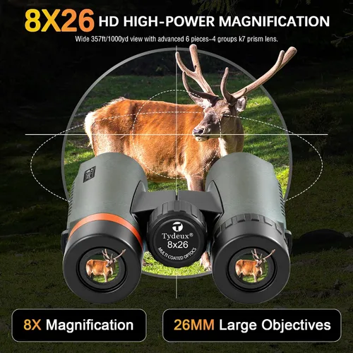 Miniatura 3 de Prismáticos compactos de 8 x 26 – Prisma impermeable y BK7 – Regalos para observación de aves, caza y deportes, conciertos y teatro