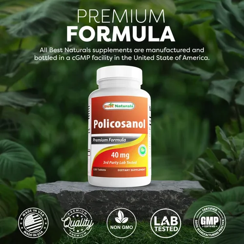 Miniatura 5 de Best Naturals Policosanol 40mg 120 Tabletas - Promueve la función cardiovascular saludable*