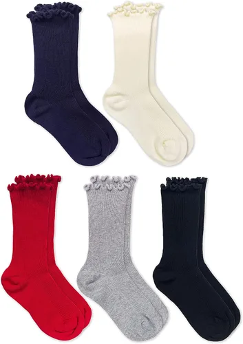 Miniatura 2 de Jefferies Socks Calcetines de tripulación con volantes para niñas, paquete de 5