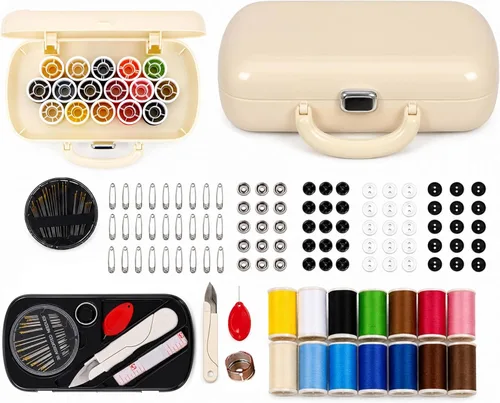 Miniatura 15 de WANSHUNLMI Kit de Proyecto de Costura, Kit de Reparación de Costura Familiar de Viaje de 140 Piezas, Kit de Costura Pequeño Portátil para Viajero
