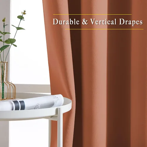 Miniatura 5 de NICETOWN - Cortinas para oscurecer la habitación en color naranja quemado, tratamiento de ventana con aislamiento térmico, reducción de sonido