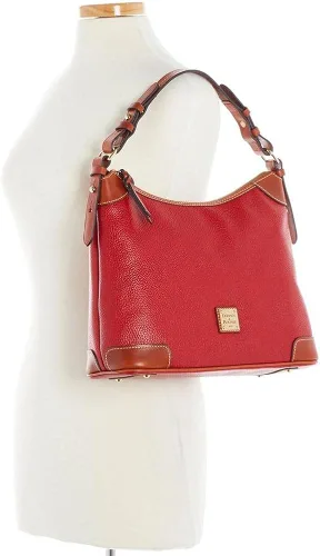 Miniatura 3 de Dooney and Bourke Pebble Grain Bolso Hobo de cuero rojo