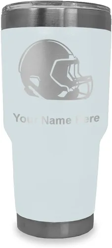 Miniatura 16 de LaserGram Vaso aislado al vacío de 20 onzas, casco de fútbol, grabado personalizado incluido (morado claro)