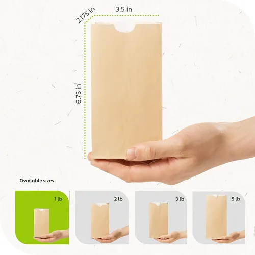 Miniatura 6 de CulinWare Bolsas de papel marrón forradas con cera de 1 libra, resistentes a la grasa, ecológicas, desechables, parte superior plegable, 250