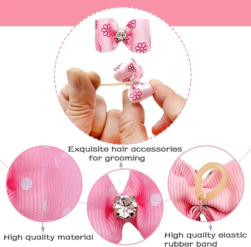 Miniatura 4 de PET SHOW Mixed Styles - Lazos para el pelo para perros pequeños con bandas de goma, accesorios de aseo para mascotas, gatos, cachorros, color rosa
