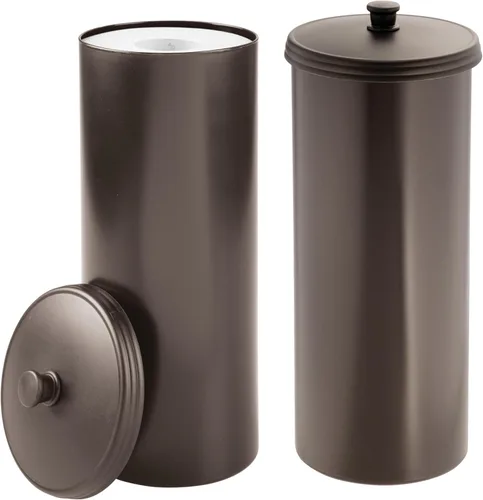 Miniatura 16 de iDesign Soporte Independiente para Papel Higiénico de Baño con Tapa para 3 Rollos Extra, Plata
