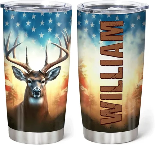 Miniatura 7 de Hyturtle Regalos de Caza Personalizados Para Hombres - Vaso Térmico de Caza de Ciervos con Camuflaje de 20 Oz para Café de Viaje de Acero Inoxidable