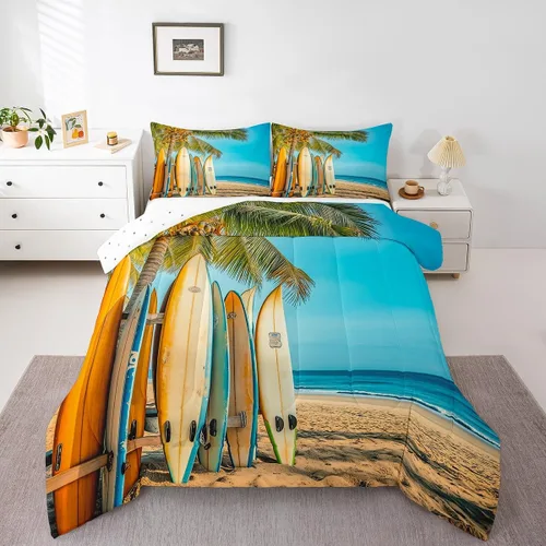 Miniatura 29 de Erosebridal Blue Ocean - Juego de edredón tamaño individual Juego de ropa de cama de ballena delfín y tortuga marina para niños y niñas, juego
