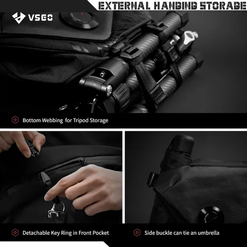 Miniatura 5 de VSGO Bolsa bandolera para cámara 4L, bolsa cruzada impermeable para hombres y mujeres, se adapta a cámaras sin espejo, equipo UAV y Tech Essentials