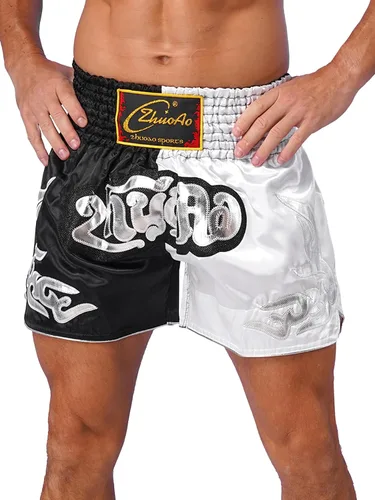 Miniatura 2 de QinCiao Pantalones cortos de boxeo Muay Thai para hombre, pantalones cortos de kickboxing, artes marciales, entrenamiento, gimnasio, entrenamiento