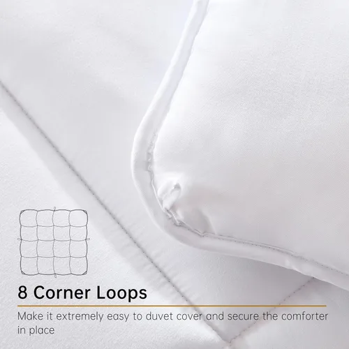 Miniatura 5 de Edredón Insert Queen Blanco, Edredón Alternativo de Plumón para Todas las Estaciones, Edredón de Ropa de Cama Acolchado Ultra Suave con 8 Pestañas