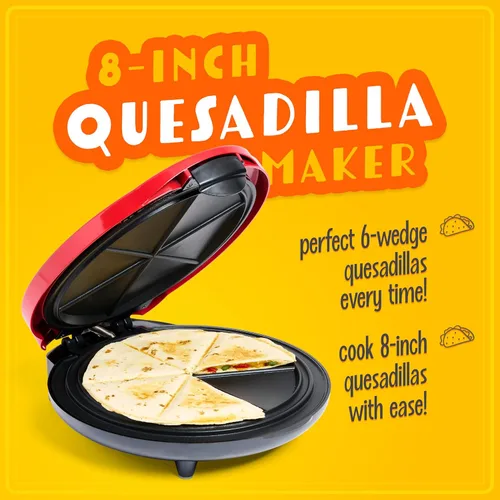 Miniatura 2 de Taco Tuesday Deluxe - Máquina eléctrica para quesadillas de 8 pulgadas con 6 secciones y cierre extra acolchado, color rojo