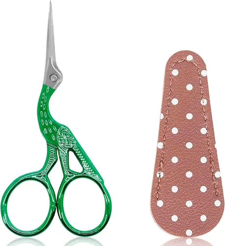 Miniatura 14 de BIHRTC - Tijeras de crochet de 4.5 pulgadas con estuche, tijeras de bordar de acero inoxidable, afiladas para manualidades, costura, hilo, Celadon