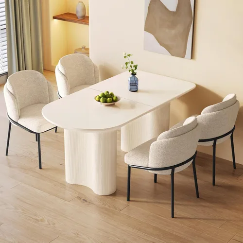 Miniatura 10 de Guyii Juego de mesa de comedor de 55.11 pulgadas con 4 sillas, juego de mesa de cocina moderno, mesa de comedor interior para cocina, bar, sala