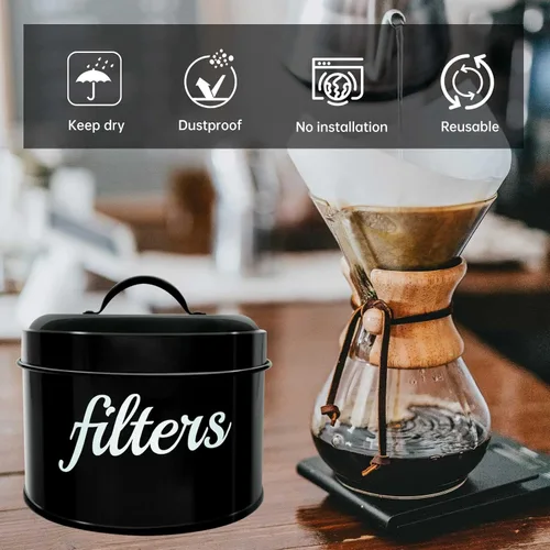 Miniatura 4 de Soporte para filtro de café esmaltado blanco con tapa, decoración rústica de granja de café envejecida