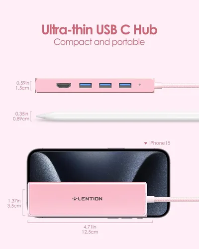 Miniatura 8 de LENTION Concentrador USB C con puerto Gigabit Ethernet, pantalla HDMI 4K, 3 puertos USB-A USB 3.0 para MacBook Pro, MacBook Air, Dell, Lenovo, Oro