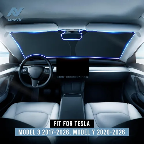 Miniatura 3 de Autovir Parasol para parabrisas para Tesla Model 3 2017-2024, 2025 2026, 2026, Tesla Model 3 2020-2024 2025 2026, parasol plegable, protección