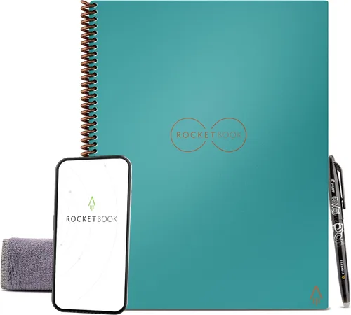 Miniatura 16 de Rocketbook Core - Cuaderno de espiral reutilizable, tamaño carta de 8.5 x 11 pulgadas, color azul marino, páginas punteadas, conectadas a