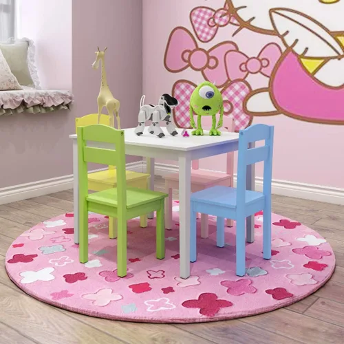Miniatura 6 de Nightcore Juego de mesa y 4 sillas de madera para niños, juegos de sillas de actividades para 2 a 6 años, juego para niños pequeños, muebles de sala