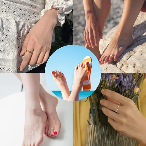 Miniatura 5 de ADRAMATA Juego de 4 anillos de plata de ley 925 para mujer, anillos de banda ajustable abiertos, Plata, circonita