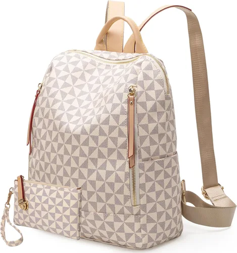 Miniatura 7 de Mochila Monedero para Mujer de Cuero Anti-robo Grande de Diseñador de Moda Mochila de Viaje Bolsa Mochila para Hombre Bolsas de Hombro, A-Marrón