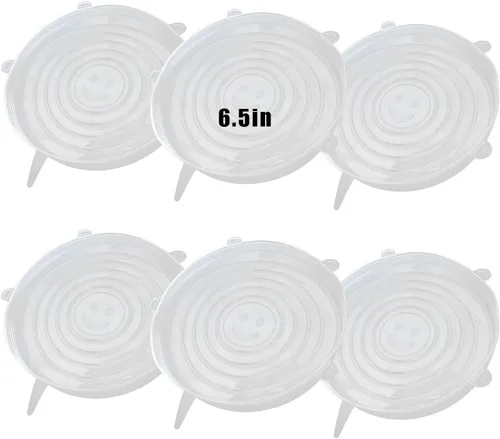 Miniatura 12 de 6 tapas elásticas de silicona, reutilizables y duraderas, fundas para contenedores de silicona para almacenamiento de alimentos, fundas expandibles